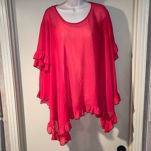 Basically Me Red Boho flowy top blouse tunic… One Size OS